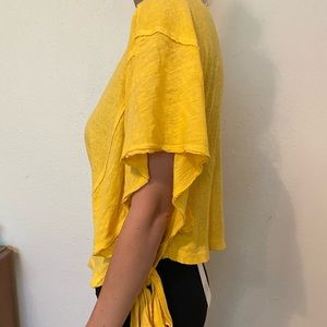 Free People yellow tie side top